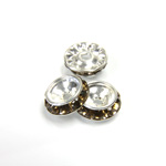 Czech Rhinestone Rondelle Shrag Rivoli Back Setting - Round 12MM outside w 08mm (ss38) Recess SMOKE TOPAZ-SILVER