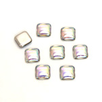 Glass Low Dome Foiled Cabochon - Square Antique 06x6MM CRYSTAL AB