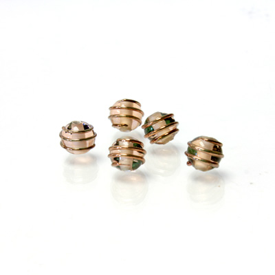 Czech Glass Lampwork Bead - Round 06MM COPPER WRAP ROSALINE