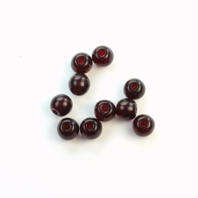 Czech Pressed Glass Large Hole Bead - Round 06MM GARNET