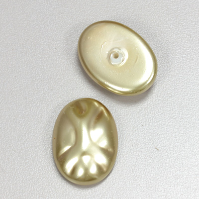 Glass Cabochon Baroque Top Pearl Dipped - Oval 25x18MM LT OLIVE