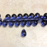 Czech Pressed Glass Pendant - Smooth Drop 9x6MM MONTANA