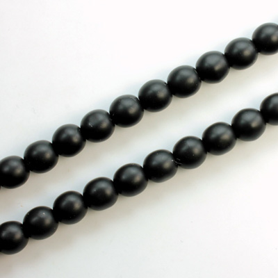 Czech Pressed Glass Bead - Smooth Round 06MM MATTE JET