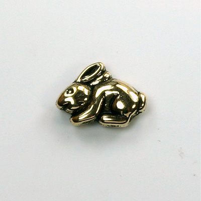 Metalized Plastic Engraved Bead - Rabbit 16x12MM ANT GOLD