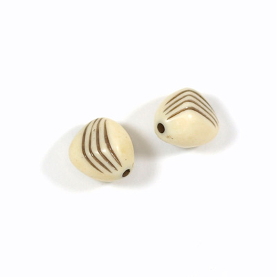 Plastic Engraved Bead - Irregular 13x12MM ANTIQUE IVORY