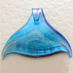 Glass Lampwork Pendant - Whale Tail 63MM AQUA MULTI