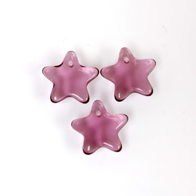 German Pressed Glass Pendant - Smooth Star 11MM AMETHYST