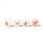 Czech Glass Lampwork Bead - Smooth Round 08MM Flower PINK ON WHITE (00048)